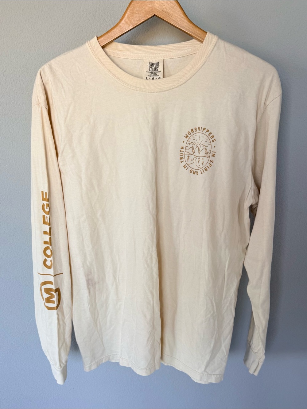 Christian Comfort Colors Long Sleeve Mountains Tee Large (Measured)